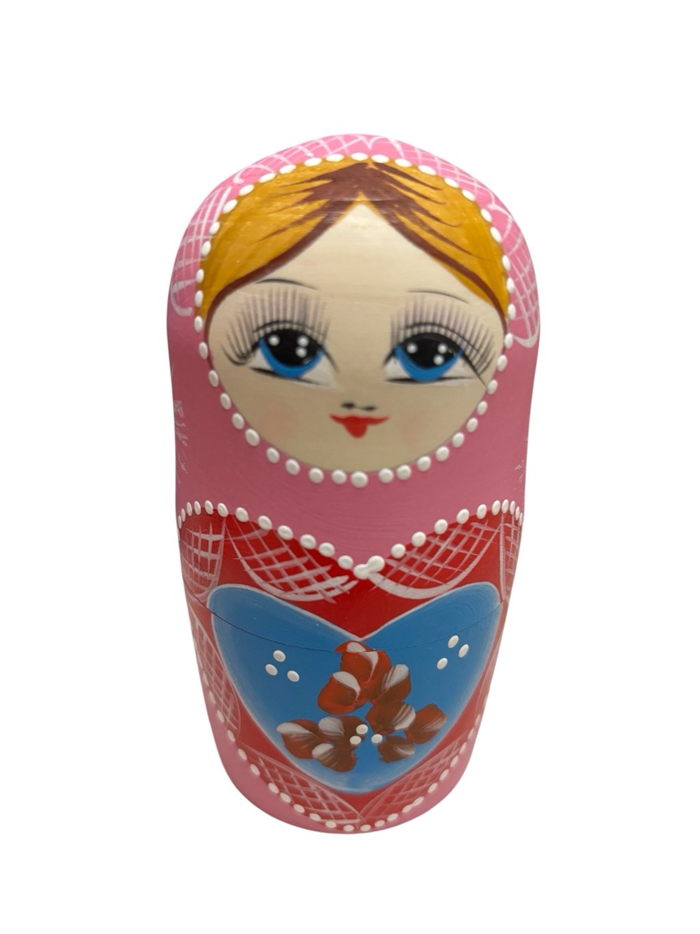 Joy Nest Russian Nesting 6 Dolls Hand Wood Carved Painted Heart Design Blonde - Picture 4 of 9